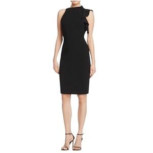 BLACK HALO Black Pabo Ruffle Sheath Dress Size 2 | NWT